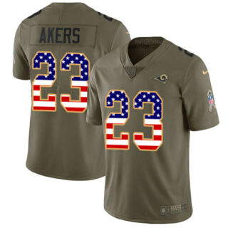Nike Rams #23 Cam Akers Olive USA Flag Men's Stitched NFL Limited 2017 Salute To Service Jersey