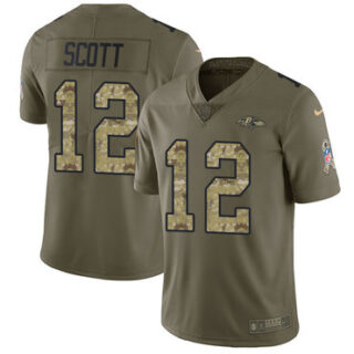 Nike Ravens #12 Jaleel Scott Olive Camo Men's Stitched NFL Limited 2017 Salute To Service Jersey
