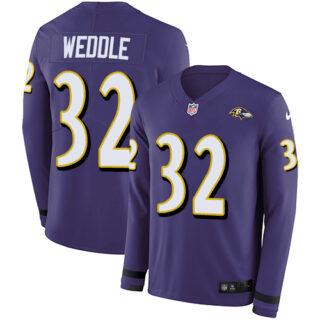 Nike Ravens #32 Eric Weddle Purple Team Color Men's Stitched NFL Limited Therma Long Sleeve Jersey
