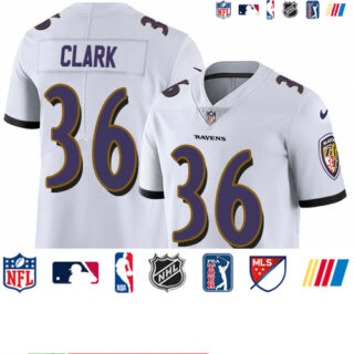 Nike Ravens #36 Chuck Clark White Men's Stitched NFL Vapor Untouchable Limited Jersey