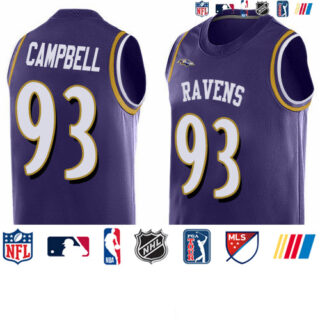 Nike Ravens #93 Calais Campbell Purple Team Color Men's Stitched NFL Limited Tank Top Jersey