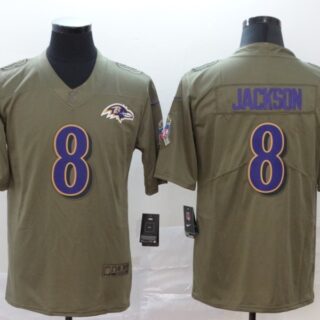 Nike Ravens 8 Lamar Jackson 2017 Olive Salute To Service Limited Jersey