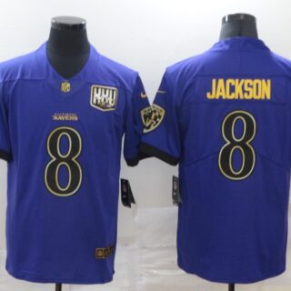 Nike Ravens 8 Lamar Jackson Purple Gold Vapor Untouchable Limited Jersey