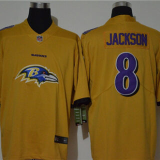 Nike Ravens 8 Lamar Jackson Yellow Vapor Untouchable Limited Jersey