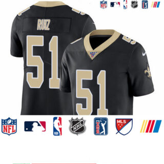 Nike Saints #51 Cesar Ruiz Black Team Color Men's Stitched NFL 100th Season Vapor Untouchable Limited Jersey