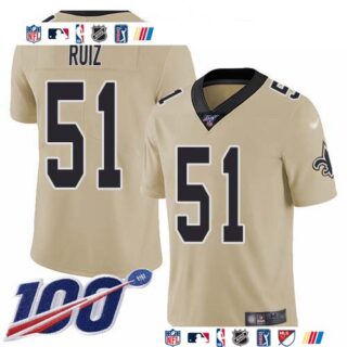 Nike Saints #51 Cesar Ruiz Gold Men's Stitched NFL Limited Inverted Legend 100th Season Jersey