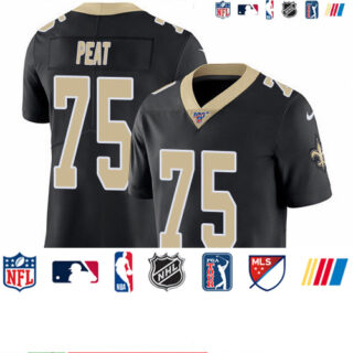 Nike Saints #75 Andrus Peat Black Team Color Men's Stitched NFL 100th Season Vapor Untouchable Limited Jersey