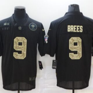 Nike Saints 9 Drew Brees Black Camo 2020 Salute To Service Limited Jersey
