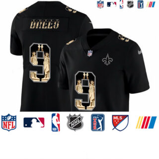 Nike Saints 9 Drew Brees Black Statue Of Liberty Limited Jersey