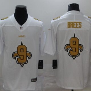 Nike Saints 9 Drew Brees White Shadow Logo Limited Jersey
