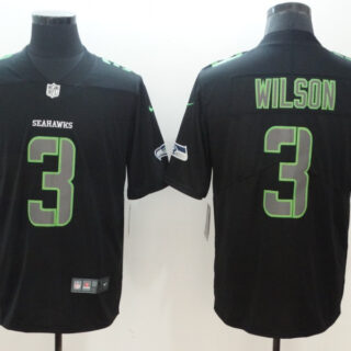 Nike Seahawks 3 Russell Wilson Black Impact Limited Jersey