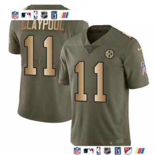 Nike Steelers #11 Chase Claypool Olive Gold Men's Stitched NFL Limited 2017 Salute To Service Jersey