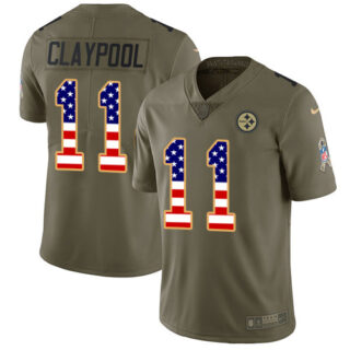 Nike Steelers #11 Chase Claypool Olive USA Flag Men's Stitched NFL Limited 2017 Salute To Service Jersey