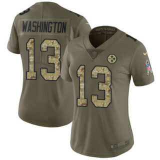 Nike Steelers #13 James Washington Olive Camo Women's Stitched NFL Limited 2017 Salute to Service Jersey