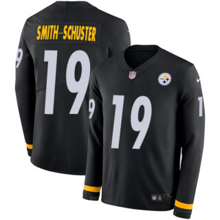 Nike Steelers #19 JuJu Smith-Schuster Black Team Color Men's Stitched NFL Limited Therma Long Sleeve Jersey