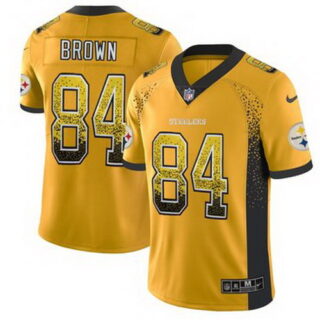 Nike Steelers 84 Antonio Brown Gold Drift Fashion Limited Jersey