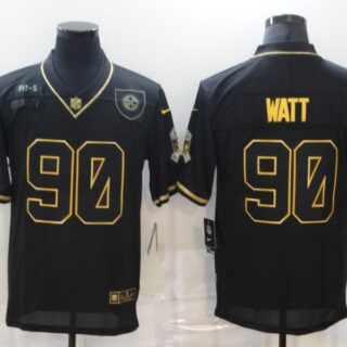 Nike Steelers 90 T.J. Watt Black Gold 2020 Salute To Service Limited Jersey
