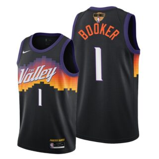 Nike Suns #1 Devin Booker Men's 2021 NBA Finals Bound City Edition Jersey Black