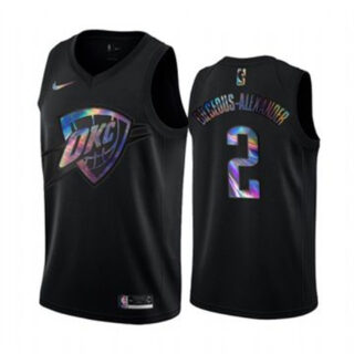 Nike Thunder #2 Shai Gilgeous-Alexander Men's Iridescent Holographic Collection NBA Jersey - Black