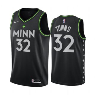 Nike Timberwolves #32 Karl-Anthony Towns Black NBA Swingman 2020-21 City Edition Jersey