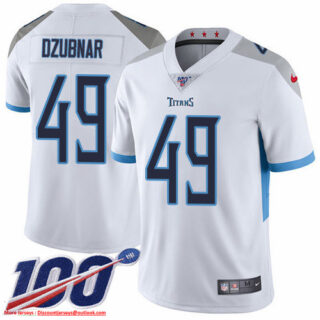Nike Titans #49 Nick Dzubnar White Men's Stitched NFL 100th Season Vapor Untouchable Limited Jersey
