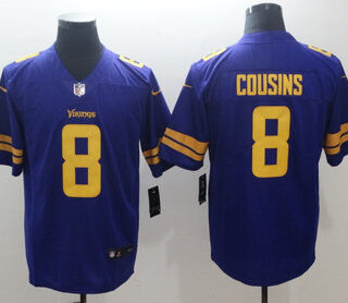 Nike Vikings 8 Kirk Cousins Purple Color Rush Limited Jersey