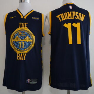 Nike Warriors 11 Klay Thompson Navy 2018-19 City Edition Nike Swingman Jersey