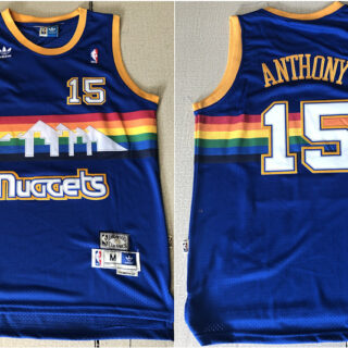 Nuggets 15 Carmelo Anthony Blue Hardwood Classics Jersey