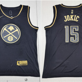 Nuggets 15 Nikola Jokic Black Gold Nike Swingman Jersey