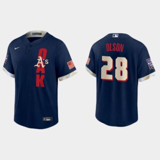 Oakland Athletics #28 Matt Olson 2021 Mlb All Star Game Fan's Version Navy Jersey