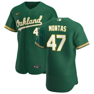 Oakland Athletics #47 Frankie Montas Men's Nike Kelly Green Alternate 2020 Authentic Player MLB Jersey