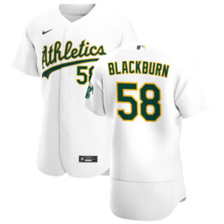 Oakland Athletics #58 Paul Blackburn Men's Nike White Home 2020 Authentic Player MLB Jersey
