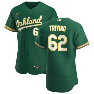 Oakland Athletics #62 Lou Trivino Men's Nike Kelly Green Alternate 2020 Authentic Player MLB Jersey