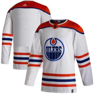 Oilers Blank White 2020-21 Reverse Retro Adidas Jersey