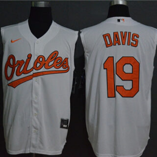 Orioles 19 Chris Davis White Nike Cool Base Sleeveless Jersey