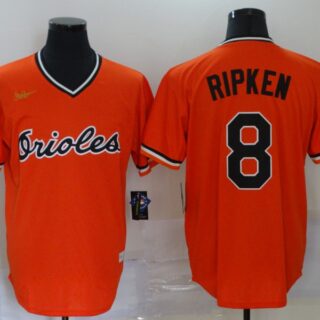 Orioles 8 Cal Ripken Jr Orange Nike Cool Base Throwback Jersey