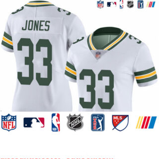 Packers #33 Aaron Jones White Women's Stitched Football Vapor Untouchable Limited Jersey