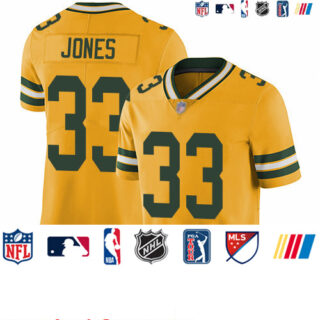 Packers #33 Aaron Jones Yellow Youth Stitched Football Limited Rush Jersey