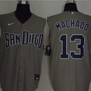 Padres 13 Manny Machado Gray Nike Cool Base Sleeveless Jersey