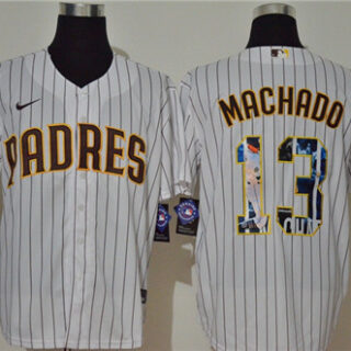 Padres 13 Manny Machado White Nike Cool Base Player Jersey