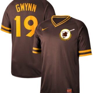 Padres #19 Tony Gwynn Brown Authentic Cooperstown Collection Stitched Baseball Jersey