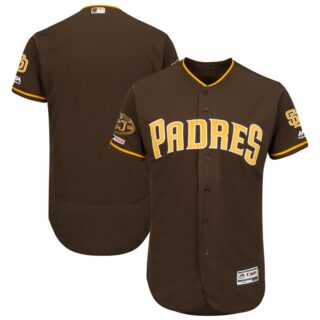 Padres Blank Brown 50th Anniversary And 150th Patch FlexBase Jersey