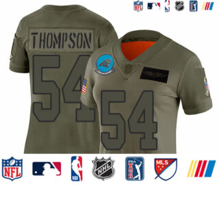 Panthers #54 Shaq Thompson Camo Women's Stitched Football Limited 2019 Salute to Service Jersey