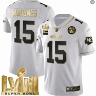 Men's Patrick Mahomes #15 Kansas City Chiefs White Super Bowl LIV Golden Edition Jersey