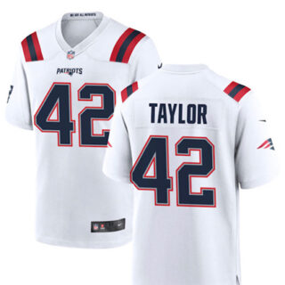 Patriots #42 J.J. Taylor White Vapor Limited Jersey