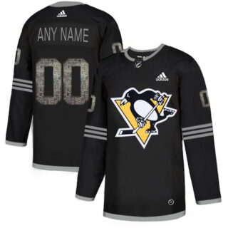 Penguins Black Shadow Logo Print Men's Customized Adidas Jersey