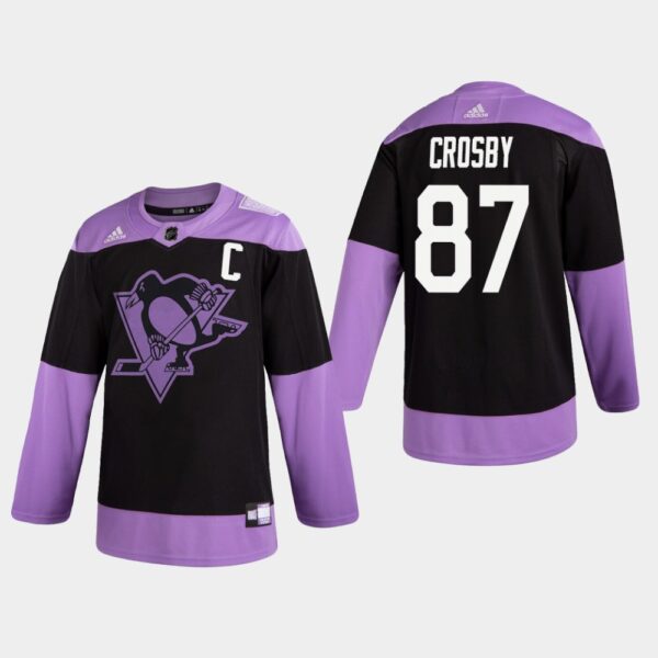 Penguins #87 Sidney Crosby Black Practice Fights Cancer Jersey