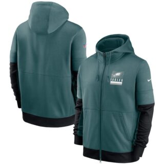 Philadelphia Eagles Nike Sideline Impact Lockup Performance Full-Zip Hoodie Midnight Green