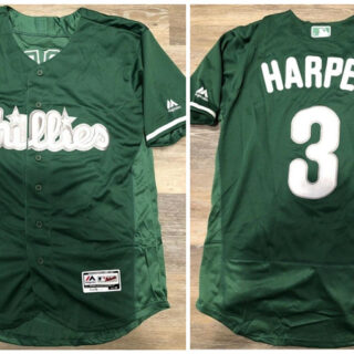 Phillies 3 Bryce Harper Green Flexbase Jersey