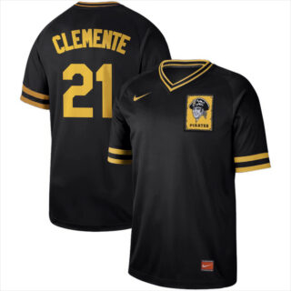 Pirates 21 Roberto Clemente Black Throwback Jersey